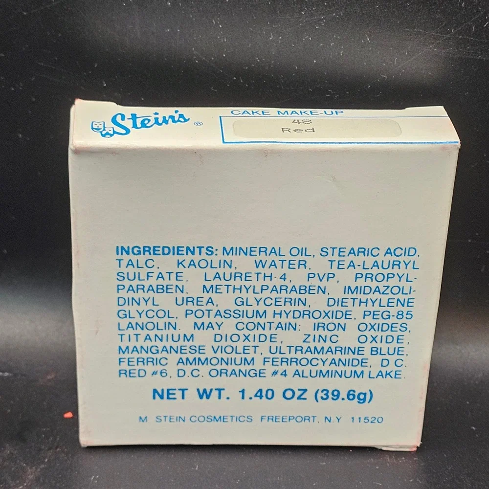 Vintage Stein's Red Cake Make-Up #48 Stage Theater Clown Makeup 1.4oz NOS Box